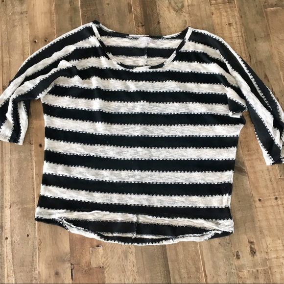 Nation LTD Black and Creme Striped Top - Picture 1 of 5